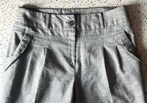 Gray Pleated Casual Pants-length-37