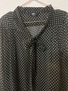 Polka Dot Tie Neck Blouse