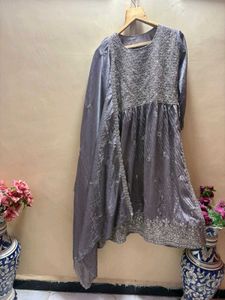 Grey naira cut sequence work dress