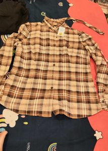 Checked Shirt Top with Tie Detail