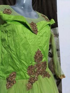 green beads gown