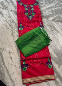 Vibrant Pink Embroidered Kurta Set with Dupatta