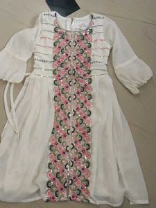 Girls' White Embroidered Suit
