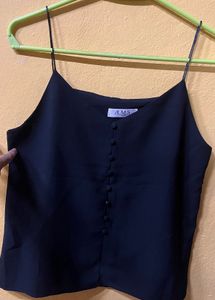 Black Button-Up Camisole Top
