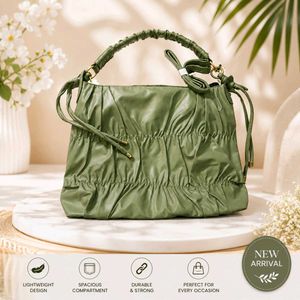 Chic Ruched Green Shoulder Bag