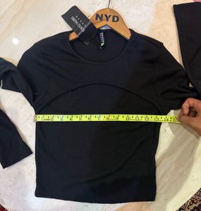 Black Cut-out Long Sleeve Top