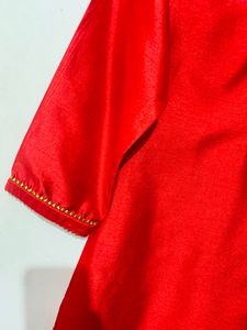 Red Kurti with Gold Detailing