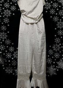 White Lace Trim Pajama set