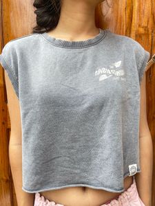 Grey Sleeveless Crop Top