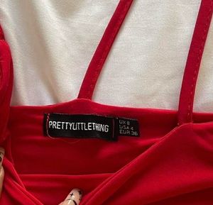 PLT red asymmetrical tank top