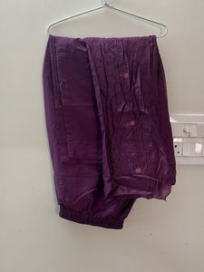 Elegant Purple Kurta with Embellished Neckline