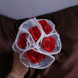 Handmade Satin Rose Bouquet (5 Roses)