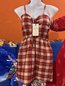 Tartan Print Spaghetti Strap Dress
