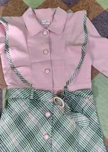 Charming Pink Plaid Pinafore Dress