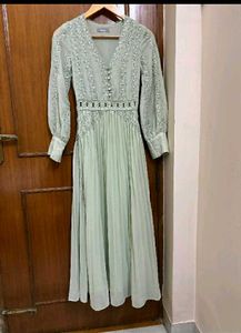 V-Neck Pleated Maxi Dress
