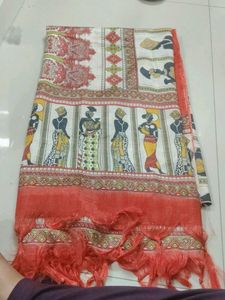 Vibrant Printed dupta with Tassels