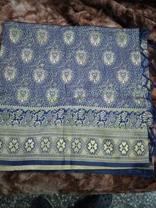 Elegant Navy Blue Banarasi Silk Saree