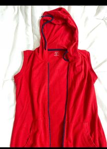 Y2K 2000s Sleeveless Red Hoodie