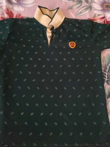 Boys's Green Printed Polo T-Shirt