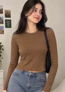 Ribbed Long Sleeve Crop Top
