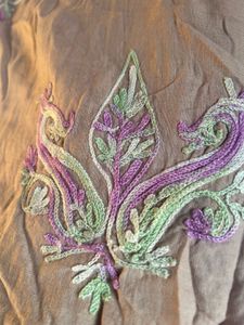 Taupe Coloured embroidered Short Kurti