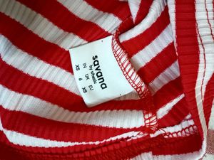 coquette red and white stripes top