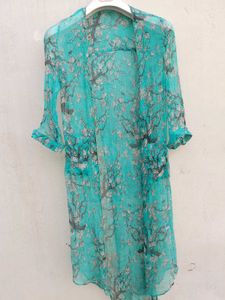 combo long boho Sheer Kimono Style Top