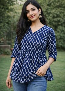 Stylish Blue Printed Kurti