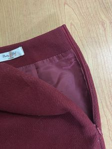 Maroon Textured Mini Skirt