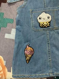 Denim Dress with Sparkly Appliques