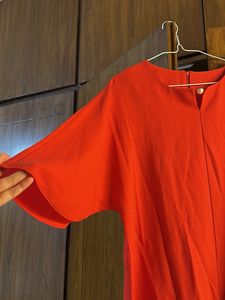 Elegant Orange Blouse with cape Cut Sleeve