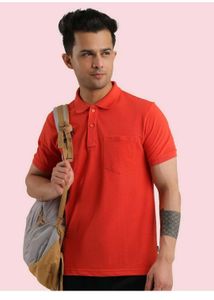 Men's Orange Polo T-Shirt with Pocket