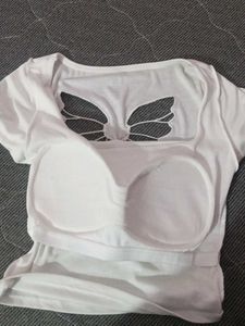 White Butterfly Cutout Tee