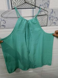 Sleveless &amp; Backless turquoise coloured A-line top