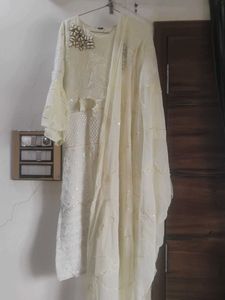 Elegant Cream Kurta Set with Dupatta