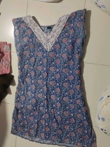 Blue Floral Print Kurta