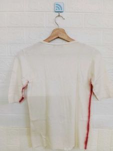White Tee with Red Detail