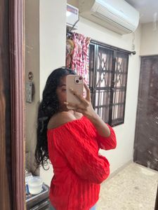 Orange Off Shoulder Top
