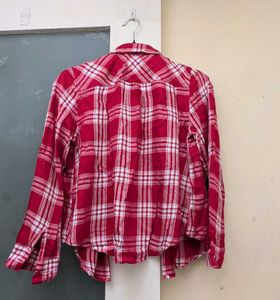 Red Plaid Button-Up Shirt