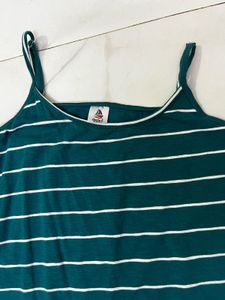 Green Striped Spaghetti Strap Top