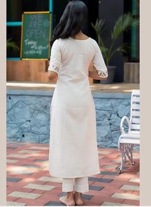 White Kurta with Floral Embroidery