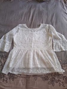 Elegant White Lace Bell Sleeve Top