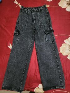 Stylish Acid Wash Cargo Jeans