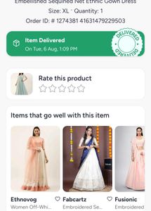Stunning Festive Light Blue Gown with Gold Motifs