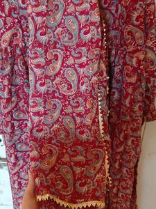 Elegant Red Paisley Print Gown