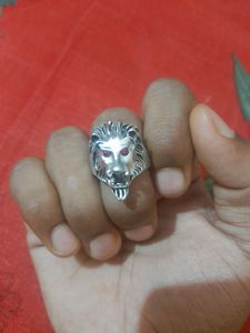 Silver Realistic Lion Ring (1pcs)