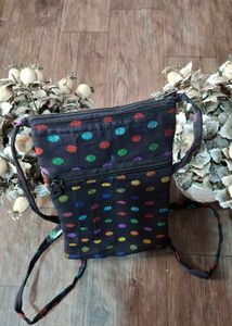 Cute Polka Dot Sling Bag with 3 multiple ipsZipper