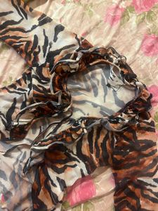 animal print ruffle top
