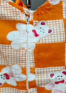 Cute Orange Bear Print Jumpsuit