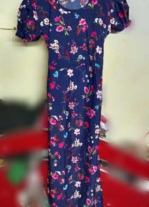 Navy Floral Print Maxi Dress